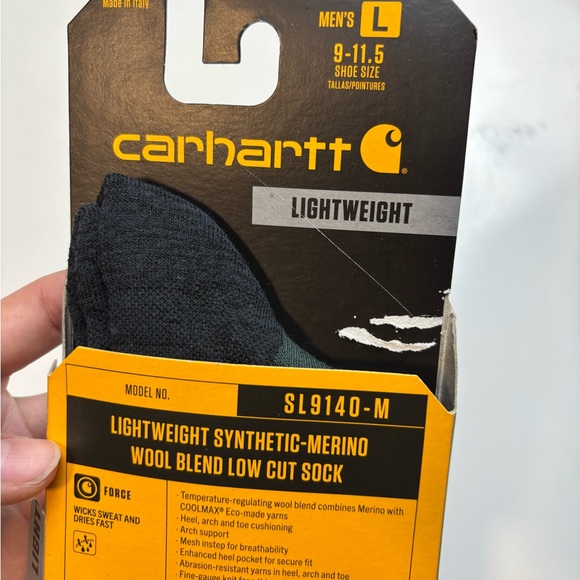 Carhartt Lightweight Synthetic-Merino Wool Blend Low Cut Sock SL9140M - Picture 3 of 5
